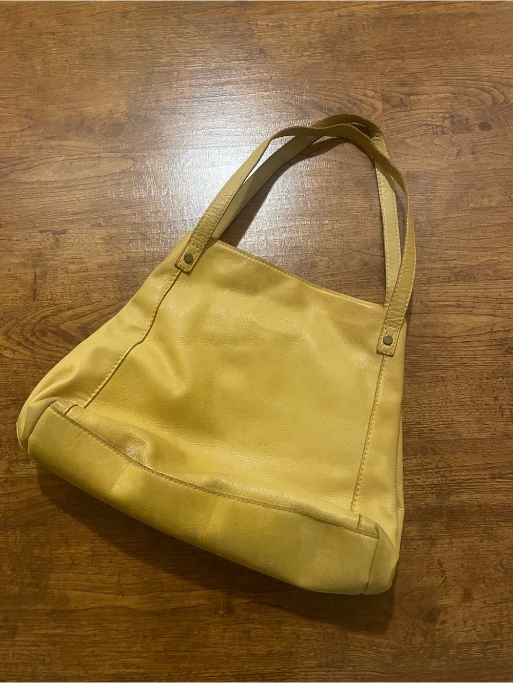 Yellow Leather Shoulder Tote Bag - Casual Everyday Carry